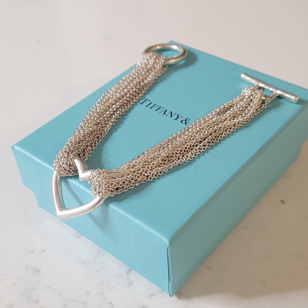 Tiffany & Co Heart Multi Strand Toggle Bracelet 7.5". - Picture 2 of 7